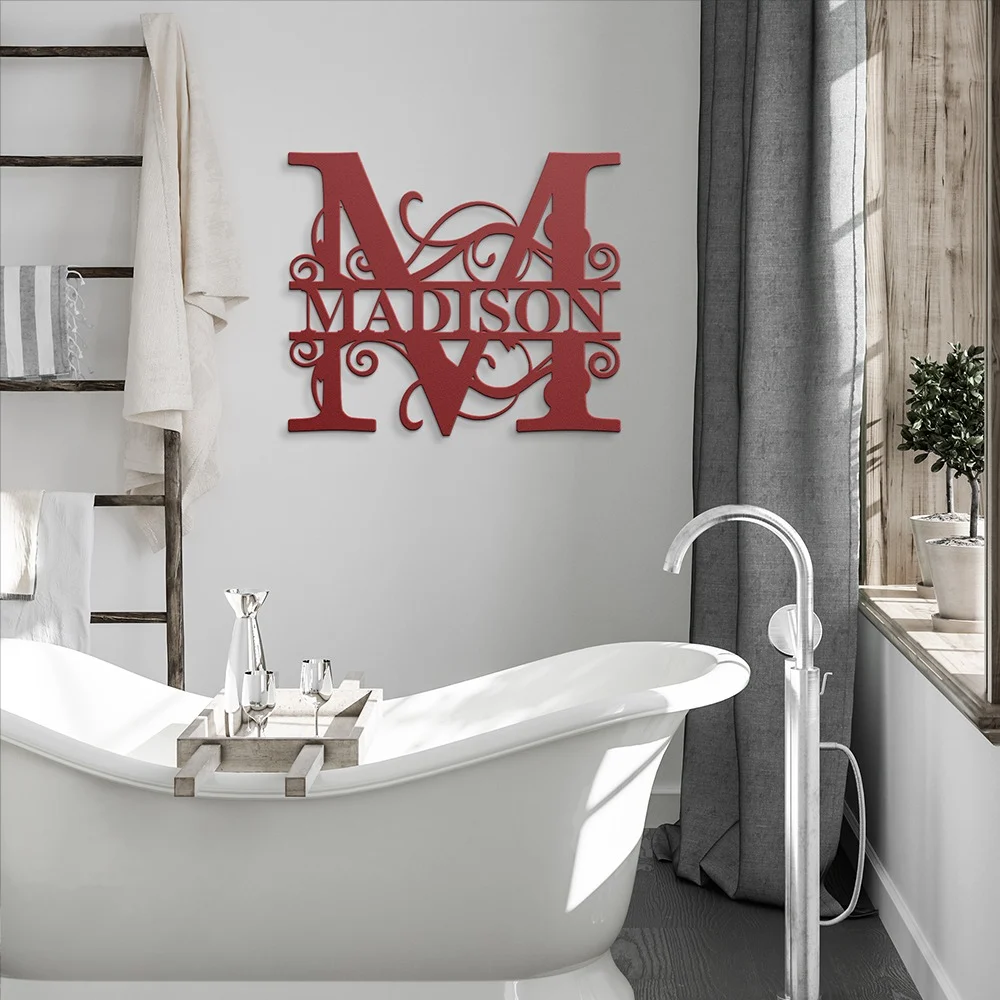Steel cut Monogram wall hanging for bathroom décor